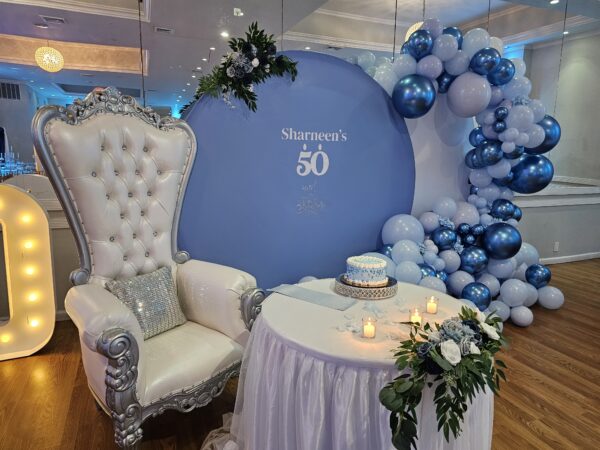 Silver Queen Tiffany throne provided by PMT Party Services Group in Staten Island, New York