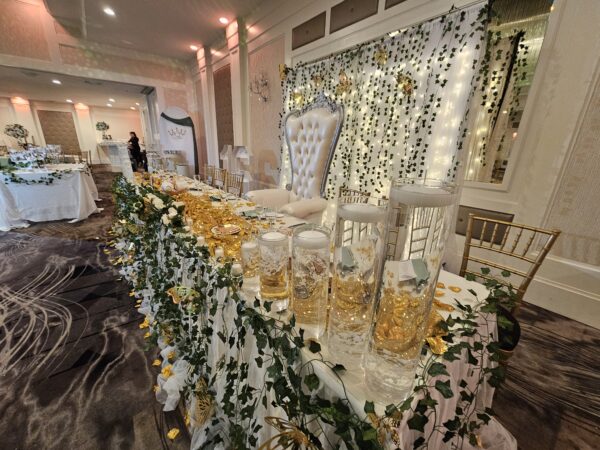 Silver Queen Tiffany throne provided by PMT Party Services Group in Staten Island, New York